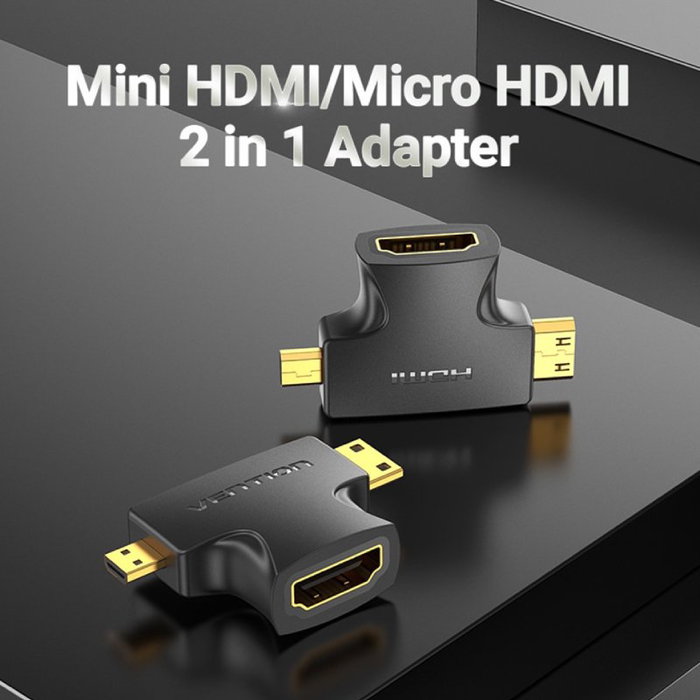 Vention Adaptador HDMI 2 en 1 Mini HDMI y Micro HDMI Macho a HDMI Hembra Vention Adaptador HDMI 2 en 1 Mini HDMI y Micro HDMI Macho a HDMI Hembra